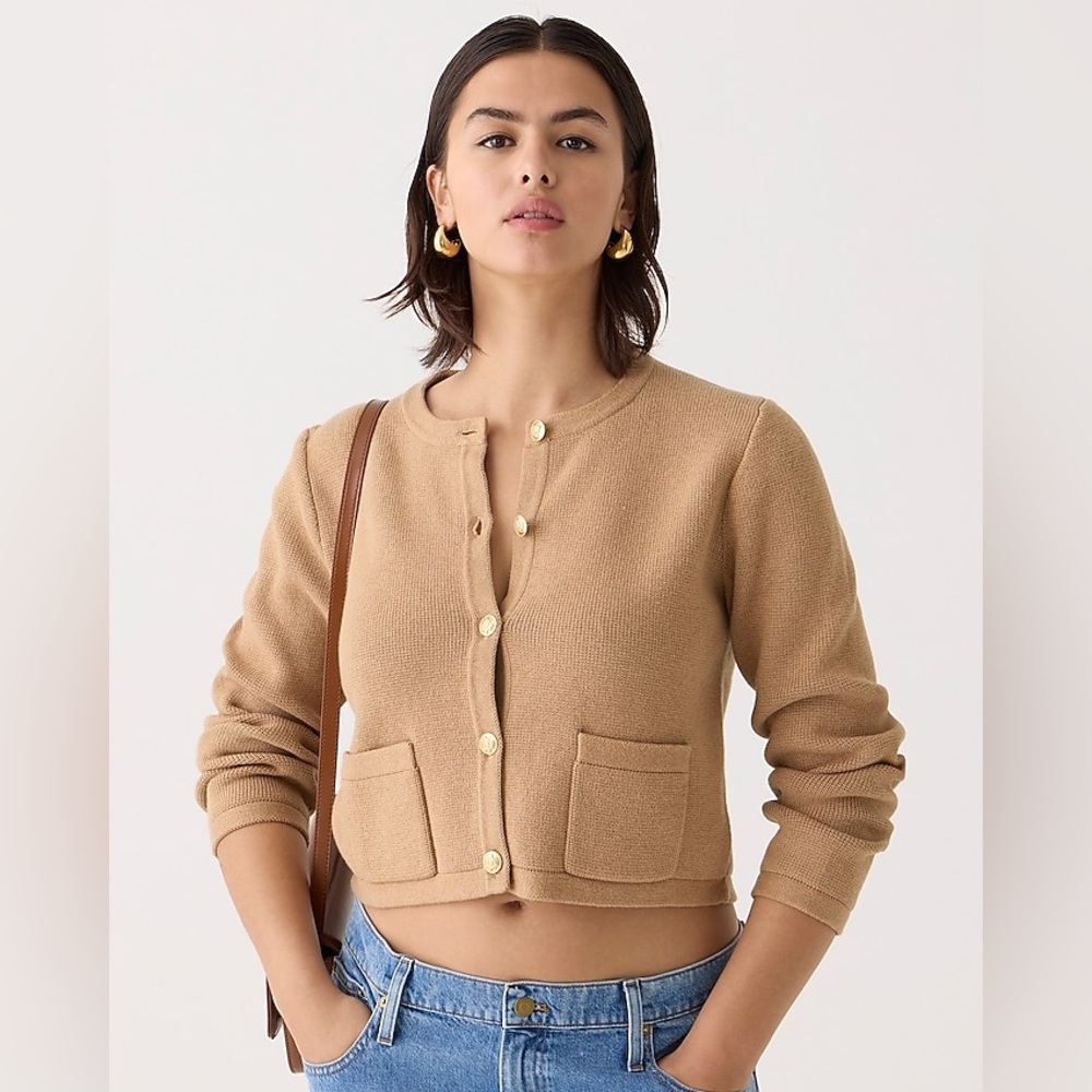 J. Crew Camel Knit Button-Front Cardigan - Picture 2 of 6